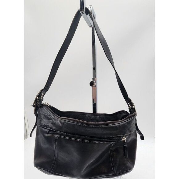 Tignanello Black Leather Shoulder Bag Handbag - Picture 1 of 6